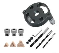 Kit de gabarit de poche pour le travail du bois - Guide de perçage en alliage d'aluminium pour 6, 8, 10 mm - Outil de menuiserie avec embouts et embouts (noir)