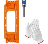 Kit de gabarit de positionnement de charnière réglable pour une utilisation sur des installations de portes résidentielles et commerciales standard (orange + gants)