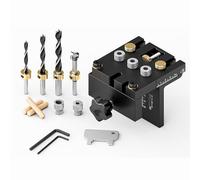 Kit de gabarit de trou de poche 3 en 1 pour le travail du bois - Clip de positionnement réglable - Localisateur de perforation avec forets de 6/8/10/15 mm pour le perçage du guide de localisation de
