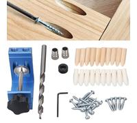 Kit de Gabarit de Trou de Poche, 46 Pièces de Perceuse À Trou Diagonal pour Le Travail Du Bois, Chevilles en Bois, Pince de Trous Inclinés À 15 °, pour Positionneur de Trou de Menuiserie