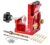 Kit de gabarit de trou de poche réglable en hauteur (longueur max. 4 cm), inclut mèche et chevilles, gabarit d'assemblage précis pour joints d'angle en menuiserie
