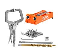 VEVOR Kit de Gabarit de Trou de Poche Profondeur Réglable 12,7-38,1 mm Système de Trou de Poche en Nylon Renforcé Gabarit de Perçage Oblique Kit Complet avec 1 Pince en C pour Travaux de Menuiserie