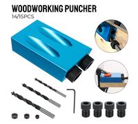 Kit de gabarit de trous de poche à 15 degrés, 7/14/15 pièces, Guide de perçage de trous pour le travail du bois, localisateur de trous avec jeu de forets 14PCS