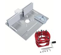 Kit de gabarit et de plaque d'insertion de routeur manuel for le travail du bois, élévateur et plaque de routeur de Table en alliage d'aluminium, outil rapide et précis(Silvery Set)