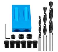 Kit de gabarit perçage, guide en aluminium, ensemble 14 pièces avec angle 15 degrés, bague limite 6 à 10 mm, trou incliné bleu for le travail du bois