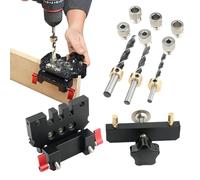 Kit de gabarit pour trous de poche, localisateur de poinçons pour chevilles en bois | Localisateur de poinçon de guide de perçage en d'aluminium pour connexions de joints en T et L, herr