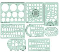 Kit de gabarits de géométrie Printtoo, 8 pièces en acrylique de 2 mm, comprenant des cercles, des ellipses, des triangles, des hexagones, un rapporteur et des arcs, idéal pour les écoles d'ingénierie