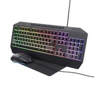 Trust Pack gaming 3 en 1 Duox Clavier AZERTY, souris et tapis Noir