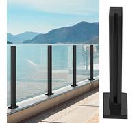 Kit de garde-corps de piscine en acier inoxydable - 2 x 2 panneaux carrés noirs pour verre trempé de 10 à 12 mm - Supports de clôture réglables 154,9 cm, 144,8 cm, 134,6 cm, 124,5 cm (gris 95 cm)