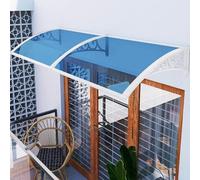 Kit de garde-corps pour terrasse extérieure 81,3 x 81,3 cm avec supports en acier en plastique blanc et bleu, parfait pour et Dec s'adapte à des hauteurs de 150/200,5/99,1/119,4 cm