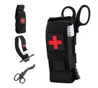 Kit de Garrot Noir, avec Garrot Cisailles de Traumatologie et Sac de Rangement pour Police Soldat Randonnée Camping Guerre Militaire