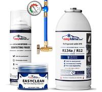 Kit de gaz R134a EasyKlima + désinfectant et caoutchouc de nettoyage pour voiture, remplis toi-même ton système de climatisation