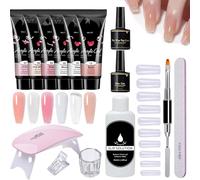 Kit De Gel À Ongles Poly - Gel Solide, Durcisseur En , Boîte | Ensemble D'extension À 3 Couleurs Avec Durcissement UV, Solution De Glissement, Outils De Stockage Pour La Pédicure De B