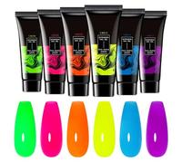 Kit de Gel Couleurs pour Ongles | Effet Phosphorescent pour Ongles | 6 Teintes Gel Longue Tenue Extension Pailletées Manucure Femme Fille
