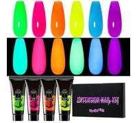 Kit de Gel Couleurs pour Ongles - Gel Prolongateur Ongles Luminescent - 6 Teintes Longue Tenue Extension Pailletées Manucure Femme Fille