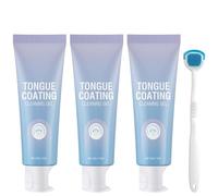 Kit de gel nettoyant pour la langue avec brosse, kit d'élimination des poils blancs sur la langue, formule menthe fraîche pour une haleine fraîche, facile à utiliser (3PCS)