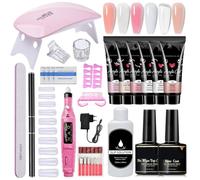 Kit De Gel Pour Ongles En Poly, Kit D'ongles En Poly Avec LED Lampe, 19 Pièces Kit Ongle Gel Pour Débutants, Poly Nail Extension Gel Kit Ongle Gel Outil