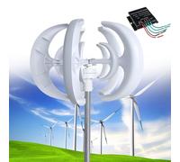 Kit de générateur d'éolienne 12 000 W, 12 V/24 V/48 V, design vertical à 5 lames, démarrage à faible vitesse du vent, générateur d'alimentation CA triphasé avec contrôleur pour une utilisation à la