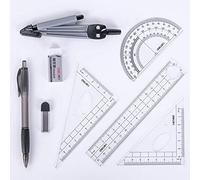 Kit De Géométrie 8 Pièces En Métal - Compas à Crayon Intégré Avec Recharges