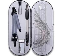 Kit De Géométrie 8 Pièces Pour Étudiants Et Dessins D'ingénierie Avec Règle, Rapporteur, Compas, Crayon Et Gomme