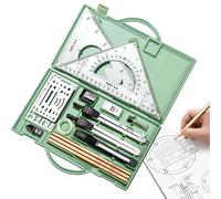 Kit de géométrie avec et boîte de rangement | Lot de 16 outils de précision géométrique pour dessin, boîte de rangement graphique pour artistes, étudiants, enseignants