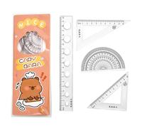 Kit de géométrie | Capybara mesure le kit de règles, degrés de mathématiques règle droite triangle Règle pour étudiants, fournitures de classe et école