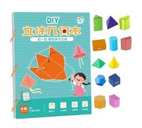 Kit de géométrie, chaîne pull 3D Géométrie d'apprentissage livre 12 Type Fun Play Spatial Thinking Math Manipulants for Boys Girls, Pattern Blocks