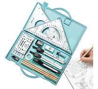 Kit de géométrie, ensemble de boussoles de géométrie, kit d'outils de mathématiques 16x - Outils de dessin avec boîte de rangement, fournitures d'écriture pour artistes étudiants