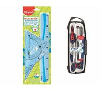 Kit de géométrie - Maped - 981751 - 4 pièces de traçage - Compas Stop System - Rangement inclus