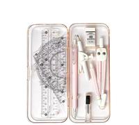 Kit de géométrie mathématique, 8 pièces, avec boîte de Rangement, Comprenant Une règle, Un rapporteur, Un Compas, des Mines de Crayon, des Crayons et Un Outil de Dessin Circulaire.