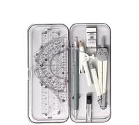 Kit de géométrie mathématique, 8 pièces, avec boîte de Rangement, Comprenant Une règle, Un rapporteur, Un Compas, des Mines de Crayon, des Crayons et Un Outil de Dessin Circulaire.