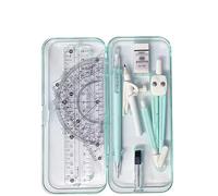 Kit de géométrie mathématique, 8 pièces, avec boîte de Rangement, Comprenant Une règle, Un rapporteur, Un Compas, des Mines de Crayon, des Crayons et Un Outil de Dessin Circulaire.