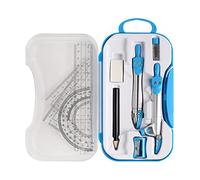 Kit de géométrie mathématique, boussole, rapporteur, règle triangulaire, école, bleu