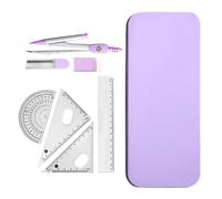 Kit de géométrie mathématique : règle pour étudiants 7 pièces avec boîte en fer incassable | Ensemble de boussole et rapporteur mathématique précis | Boussole géométrique mathématique, lot de sept