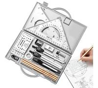 Kit de géométrie pour étudiants, rapporteur, règle, outils de dessin et | Kit d'outils mathématiques Fournitures : crayon, gomme, taille-crayon, équerres, diviseur pour
