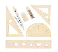 - Kit de géométrie - Transparent - Outil de mesure de calibre clair - Kit de papier à lettre pour école d'examen, université, salle de classe, étude, art éducatif, écriture, filles, étudiants