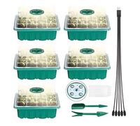 Kit de germination avec LED - TERRE JARDIN - Set 5 plateaux pour semis avec lumière de croissance - 18 5 x 14 5 x 11 cm