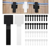 Kit de Gestion des Câbles sous Bureau, 100 Bandes Réutilisables Cable Management, Crochet et Boucle Autocollantes, Ordinateur Portable, Ethernet, Bureau (Noir et Blanc)