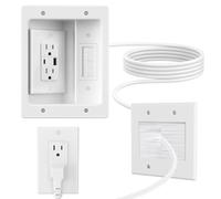 Kit de gestion des cordons muraux avec plaque murale brossée, prises CA et ports USB-A + USB-C, cordon de 2,7 m, prise murale encastrée pour gestion des câbles TV, câbles HDMI