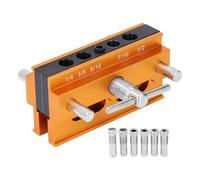 Kit de gilet de cheville Guide de forage de menuiserie à largeur réglable pour trous droits avec 6 bagues matériaux en alliage en aluminium pour la fabrication d'armoires et le