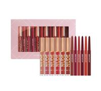 Kit De Gloss À Lèvres - 6 Couleurs Mat avec 6 Crayons | Brillant Mate Anti-,pour Filles Maquillage d'Été Beauté Rendez-Vous Voyage Événement