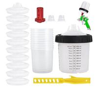 Kit de gobelets de mélange de peinture - 600 ml - Pistolet à peinture - Accessoires - Système de 10 tasses et couvercle - 2 bouchons