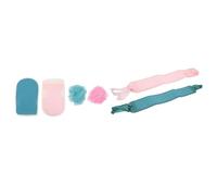 Kit de Gommage Corporel en Fibre de Coton, Six Pièces pour Bain | Moufles et Boules Inclus, Multi-usage, Toucher Confortable, pour Garçon et Filles et Aînés Couleur Aléatoire