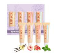Kit de gommage pour les lèvres, lot de 4 produits de soin des lèvres, repulpant pour lèvres sèches et craquelées, beauté hydratante, réparation douce, cadeau de chaussettes, utilisation quotidienne