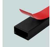 Kit de goulotte de câbles en PVC de 1 m - Montage en saillie - Noir - Avec cache - Pour TV, mur, bureau, bureau à domicile - Facile à couper - Gestion des câbles de qualité supérieure (H x l x l) : 14