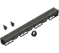 Kit de gouttière en plastique Easy1 - Classe A15 - 1 à 10 m - Avec 2 embouts et 1 connecteur - Gouttières de drainage pour jardin, terrasse, allée, cour - Système de gouttière en polypropylène (kit, 8