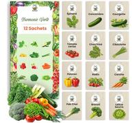 Kit de Graines de Légumes 12 Variétés-Graine Premium pour Jardin Balcon et Potager-Tomates Concombres Courgettes Salade Carottes