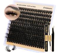 Kit de grappes de cils moelleux à faire soi-même - Extensions de cils épais de 10 à 18 mm - Cils individuels 180D - Courbure 90D-D - 200 pièces avec adhésif et dissolvant