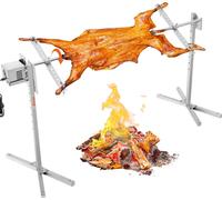 Kit de gril électrique pour brochettes BBQ, construction en acier inoxydable, réglable en hauteur, 46 pouces