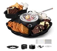 Kit de Grillage de Guimauve, marmite électrique à Chocolat, Machine à fumée pour l'intérieur, avec 4 fourchettes à Griller et Une Plaque de Cuisson, température réglable, Facile à Nettoyer